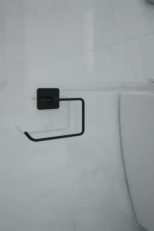 Sticky Black Square Open Toilet Paper Holder - 1