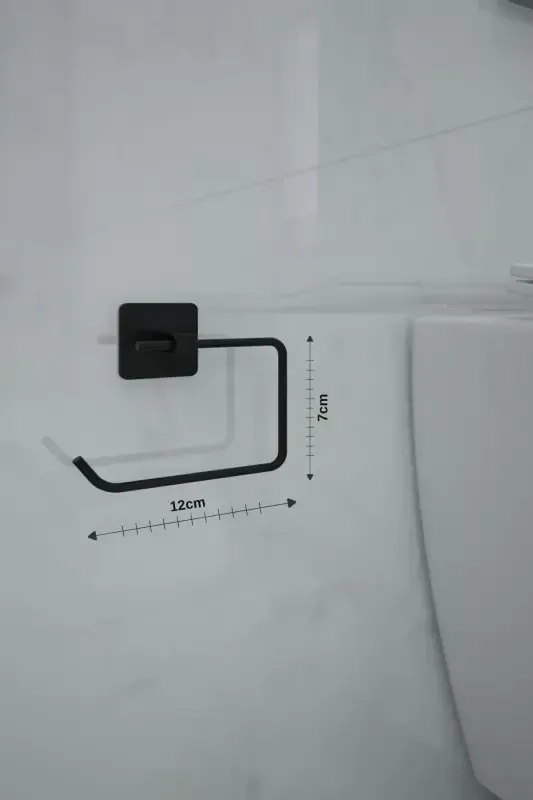 Sticky Black Square Open Toilet Paper Holder - 3
