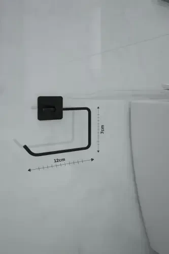Sticky Black Square Open Toilet Paper Holder - 4