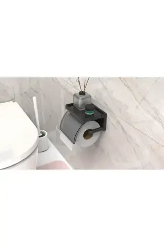 Sticky Cover Toilet Paper Holder Bathroom Toilet Paper Rack Dispenser Tissue Organizer Plastic - ATA HOME (1)