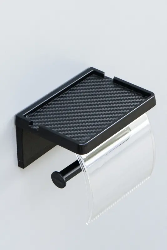 Sticky Cover Toilet Paper Holder Bathroom Toilet Paper Rack Dispenser Tissue Organizer Plastic - 4