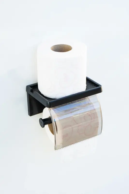 Sticky Cover Toilet Paper Holder Bathroom Toilet Paper Rack Dispenser Tissue Organizer Plastic - 9