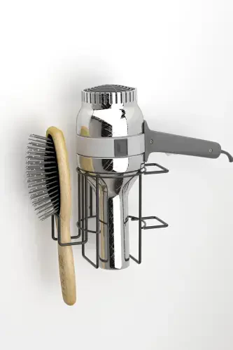 Sticky Hair Dryer Holder Hair Dryer Hanger Matte Black St162 - 1