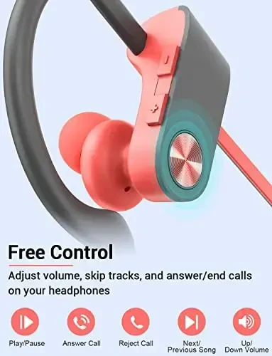 Stiive Bluetooth Headphones, simsiz sport quloqchinlari IPX7 suv o'tkazmaydigan mikrofonli, stereo terga chidamli quloq ichidagi naushniklar, shovqinni bekor qiluvchi naushniklar, sport zalida yugurish mashg'ulotlari uchun, 16 soatlik o'yin vaqti - PinkGrey - 4