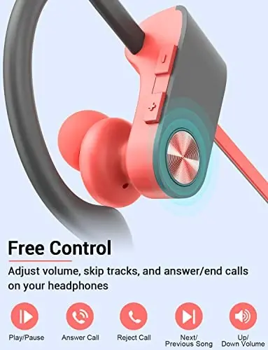 Stiive Bluetooth Headphones, simsiz sport quloqchinlari IPX7 suv o'tkazmaydigan mikrofonli, stereo terga chidamli quloq ichidagi naushniklar, shovqinni bekor qiluvchi naushniklar, sport zalida yugurish mashg'ulotlari uchun, 16 soatlik o'yin vaqti - PinkGrey - 4