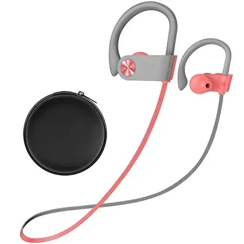 Stiive Bluetooth Headphones, Wireless Sports Earbuds IPX7 Waterproof with Mic, Stereo Sweatproof in-Ear Earphones, Noise Cancelling Headsets for Gym Running Workout, 16 Hours Playtime - PinkGrey - 1