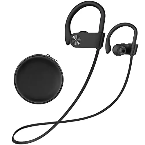 Stiive Bluetooth Headphones, 5.3 Wireless Sports Earbuds IPX7 Waterproof with Mic, Stereo Sweatproof in-Ear Earphones, Noise Cancelling Headsets for Gym Running Workout, 16 Hours Playtime - BlackGrey 