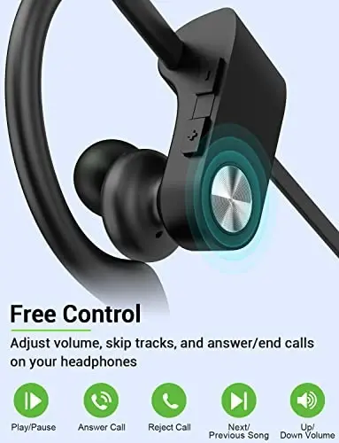 Stiive Bluetooth Quloqchinlar, 5.3 Simsiz Sport Eshitish vositasi IPX7 Suv o'tkazmaydigan Mikrofon bilan, Stereo Terga chidamli Quloq ichidagi Eshitish vositalari, Sport zalida Yugurish Mashqlari uchun shovqinni bekor qiluvchi Garnituralar, 16 soatlik o'yin vaqti - Qora Kulrang - 4