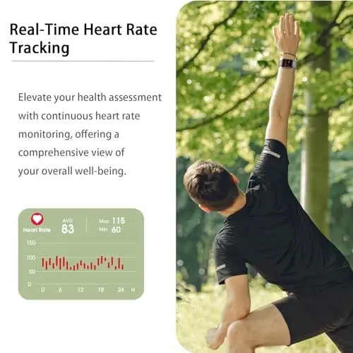 Stiive Fitness Tracker, Erkaklar va Ayollar uchun Smart Soat, Yurak urish tezligini kuzatuvchi, Pedometr, Uyquni kuzatuvchi, 50 metr suvga chidamli Qadam O'lchagich iOS va Android Telefonlar bilan mos keluvchi Faollik Fitness Soati - 3