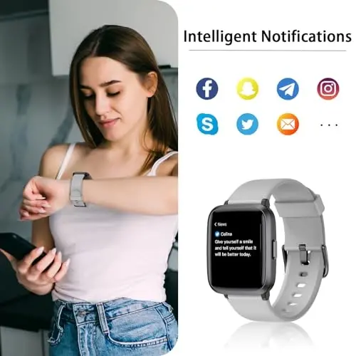 Stiive Fitness Tracker, Erkaklar va Ayollar uchun Smart Soat, Yurak urish tezligini kuzatuvchi, Pedometr, Uyquni kuzatuvchi, 50 metr suvga chidamli Qadam O'lchagich iOS va Android Telefonlar bilan mos keluvchi Faollik Fitness Soati - 6