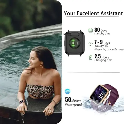 Stiive Fitness Tracker, Erkaklar va Ayollar uchun Smart Soat, Yurak urishini kuzatuvchi, Pedometr, Uyqu kuzatuvchi, 50 metr suv o'tkazmaydigan Qadam kuzatuvchi bilan faollik fitnes soati iOS va Android telefonlar bilan mos keladi - 4