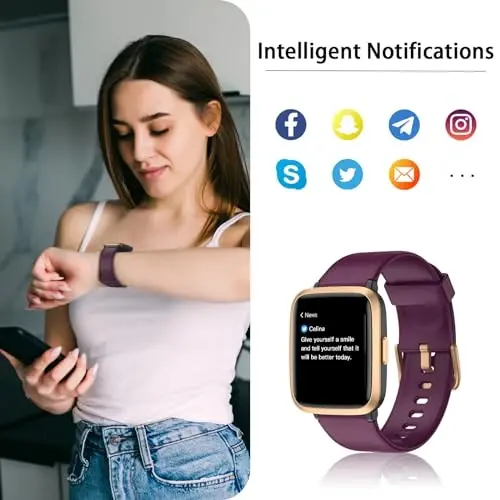 Stiive Fitness Tracker, Erkaklar va Ayollar uchun Smart Soat, Yurak urishini kuzatuvchi, Pedometr, Uyqu kuzatuvchi, 50 metr suv o'tkazmaydigan Qadam kuzatuvchi bilan faollik fitnes soati iOS va Android telefonlar bilan mos keladi - 6
