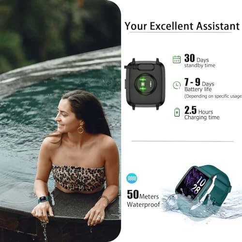 Stiive Fitness Tracker, Erkaklar va Ayollar uchun Smart Watch, Yurak Urishini Kuzatuvchi, Pedometr, Uyqu Monitori, 50 metr Su O'tkazmaydigan Qadamlarni Kuzatuvchi, iOS va Android Telefonlar bilan Mos keladi - 3