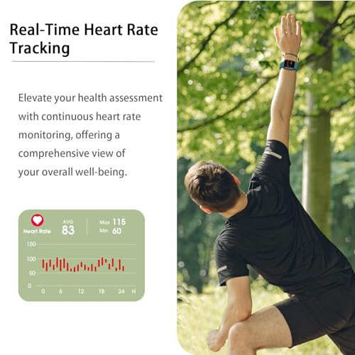 Stiive Fitness Tracker, Erkaklar va Ayollar uchun Smart Watch, Yurak Urishini Kuzatuvchi, Pedometr, Uyqu Monitori, 50 metr Su O'tkazmaydigan Qadamlarni Kuzatuvchi, iOS va Android Telefonlar bilan Mos keladi - 2