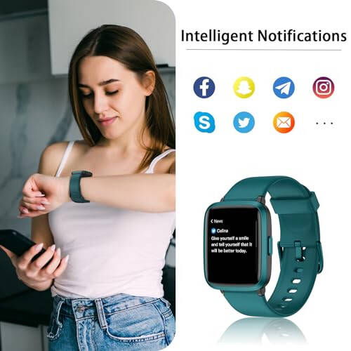 Stiive Fitness Tracker, Erkaklar va Ayollar uchun Smart Watch, Yurak Urishini Kuzatuvchi, Pedometr, Uyqu Monitori, 50 metr Su O'tkazmaydigan Qadamlarni Kuzatuvchi, iOS va Android Telefonlar bilan Mos keladi - 5