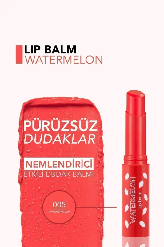 Стик-бальзам для губ с цветом на основе масла ши и какао - Lip Balm -005 АРБУЗ-8690604555406 - 6