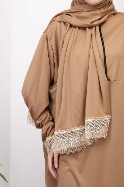 Стильное молитвенное платье-абая для женщин с прикрепленным хиджабом - 5