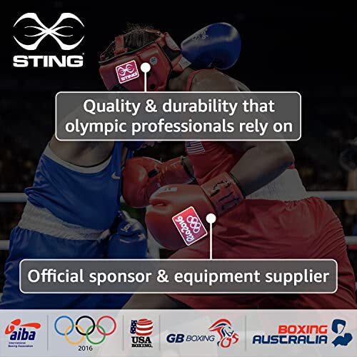 STING Olympics Sponsor - Armaplus Boxing Gloves | for Competition or Training in Boxing, MMA & Sparring Muay Thai | Anatomically Designed | for Adult Men & Women & Kids (Black, 16 oz) - 2