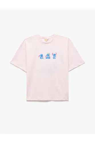 Stitch Licensed Printed Short Sleeve Crew Neck T-Shirt - 1