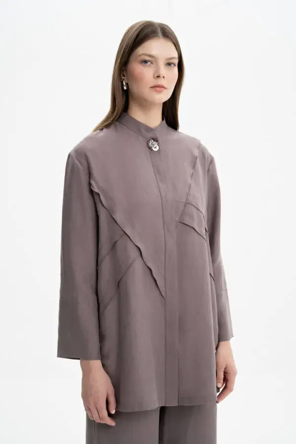 Stitched Detailed Mandarin Collar Tunic - 1