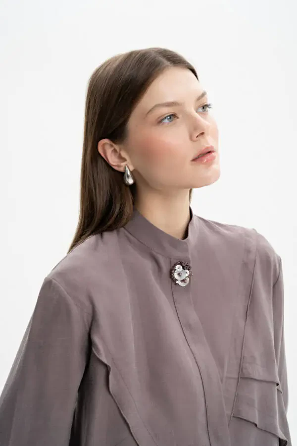 Stitched Detailed Mandarin Collar Tunic - 5