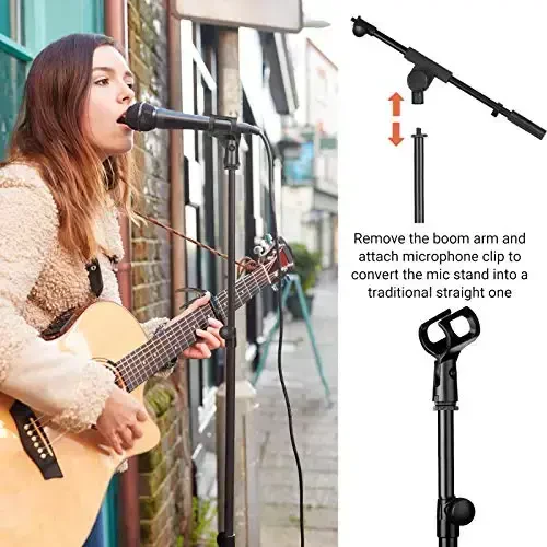 Стойка для микрофона CAHAYA Tripod Boom Arm Floor Mic Stand с переносной сумкой и 2 зажимами для микрофона для пения, выступления на свадьбе, с креплением для микрофона CY0239 - 2