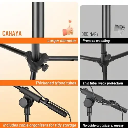 Стойка для микрофона CAHAYA Tripod Boom Arm Floor Mic Stand с переносной сумкой и 2 зажимами для микрофона для пения, выступления на свадьбе, с креплением для микрофона CY0239 - 5
