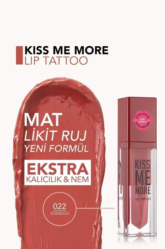 Стойкая матовая помада надолго - Kiss Me More-022 Rosewood-8682536040891-022 ROSEWOOD - 4
