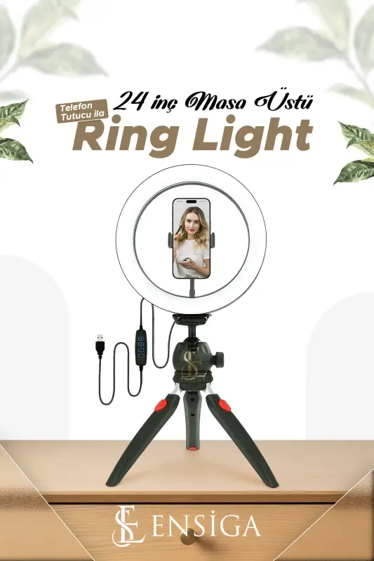 Stol usti yoritgichi Ring Light 10 dyuymli Led Mini Stol Tripodli Video Studiya Makiyaj Yorug'ligi - STOL OYOQLI 10 DYUYM - 1