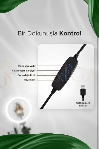 Stol usti yoritgichi Ring Light 10 dyuymli Led Mini Stol Tripodli Video Studiya Makiyaj Yorug'ligi - STOL OYOQLI 10 DYUYM - 5