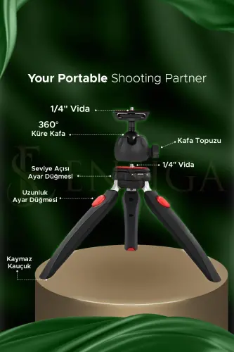 Stol usti yoritgichi Ring Light 10 dyuymli Led Mini Stol Tripodli Video Studiya Makiyaj Yorug'ligi - STOL OYOQLI 10 DYUYM - 3