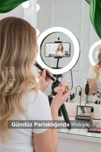 Stol usti yoritgichi Ring Light 10 dyuymli Led Mini Stol Tripodli Video Studiya Makiyaj Yorug'ligi - STOL OYOQLI 10 DYUYM - 6