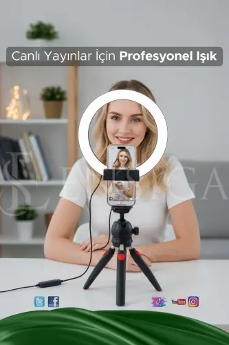 Stol usti yoritgichi Ring Light 10 dyuymli Led Mini Stol Tripodli Video Studiya Makiyaj Yorug'ligi - STOL OYOQLI 10 DYUYM - 7