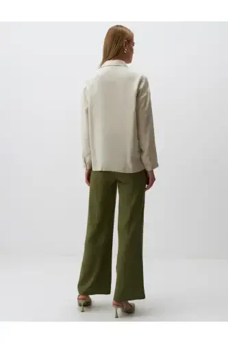 Stone 100% Linen Long Sleeve Basic Shirt-Stone - 6