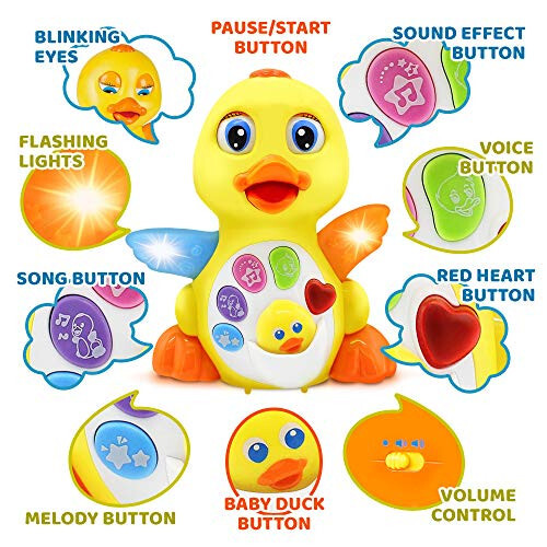 Stone and Clark Dancing Easter Duck w/Lights and Music – Toddler Learning & Crawling Baby Toys – Baby Musical and Light up Toys for 1 Year Old Boy & Girl - 3