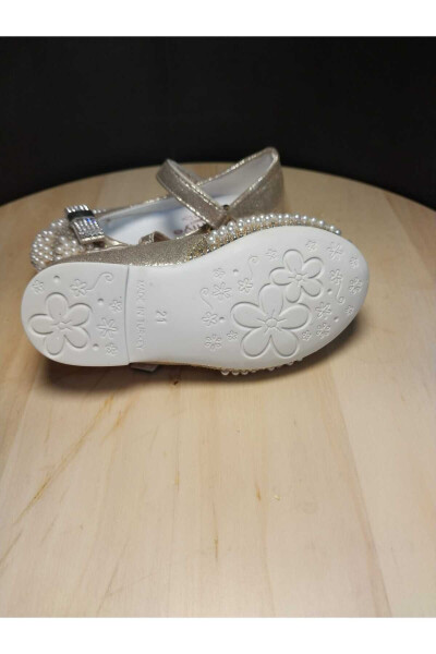 Stone and Pearl Buckle-Closure Bow Ballerina - 2