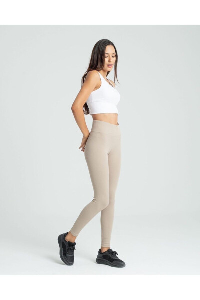 Stone Color Corset Ribbed Leggings - 1