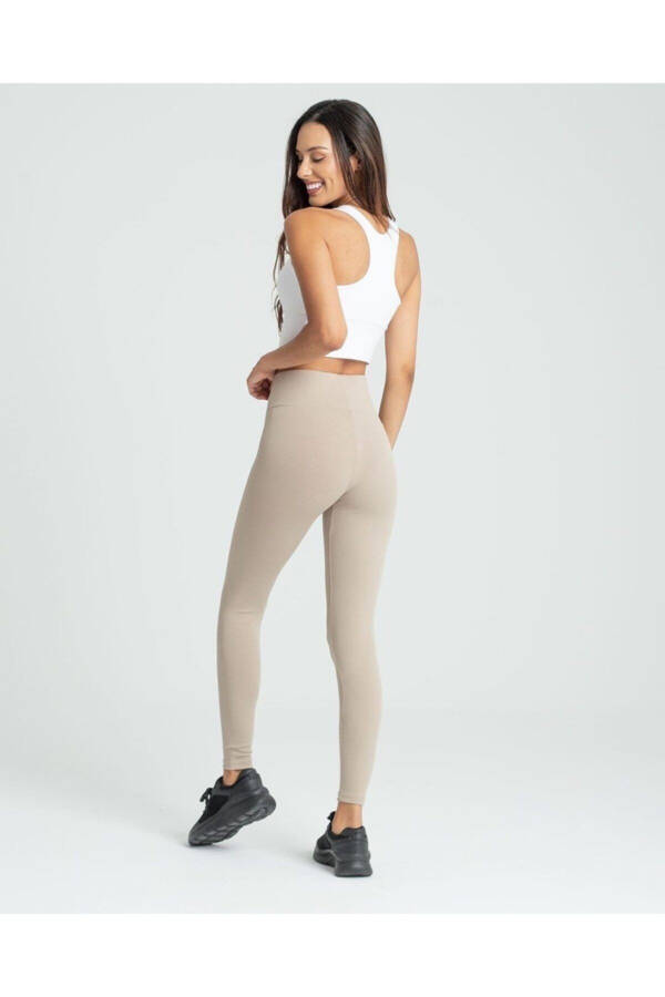 Stone Color Corset Ribbed Leggings - 6