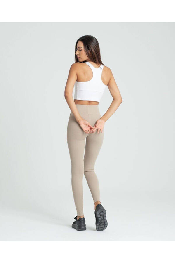 Stone Color Corset Ribbed Leggings - 7