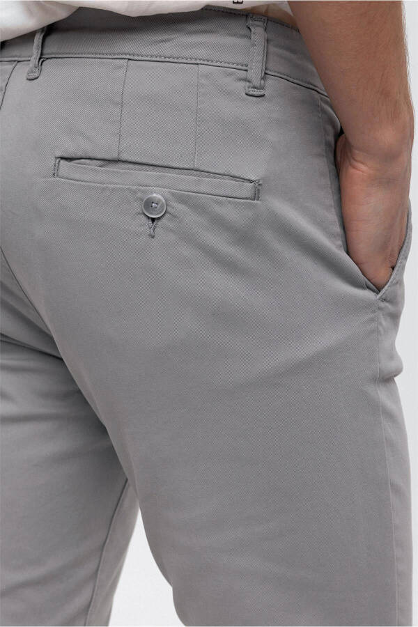 Stone Color Slim Fit Cotton Chino Pants - 6