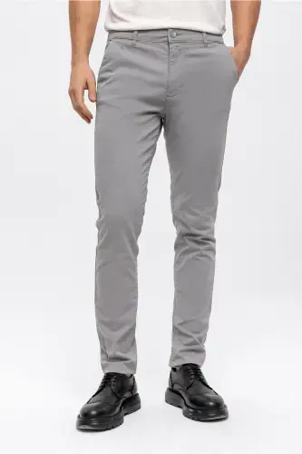 Stone Color Slim Fit Cotton Chino Pants - BACK AND BOND (1)