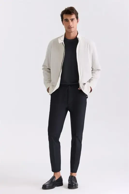 Stone Comfort Fit Stand-Up Collar Front Zippered Seasonal Jacket - 2