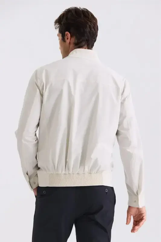 Stone Comfort Fit Stand-Up Collar Front Zippered Seasonal Jacket - 4