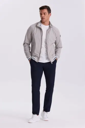 Stone Comfort Fit Stand-Up Collar Relaxed Fit Seasonal Jacket - 1