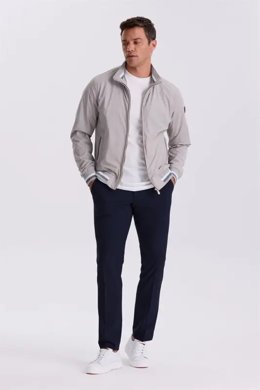 Stone Comfort Fit Stand-Up Collar Relaxed Fit Seasonal Jacket - 1