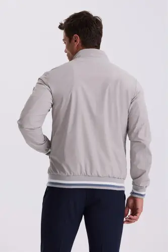 Stone Comfort Fit Stand-Up Collar Relaxed Fit Seasonal Jacket - 4
