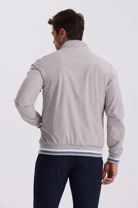 Stone Comfort Fit Stand-Up Collar Relaxed Fit Seasonal Jacket - 4