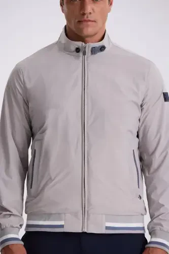 Stone Comfort Fit Stand-Up Collar Relaxed Fit Seasonal Jacket - 3