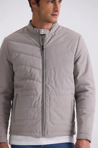 Stone Comfort Fit Stand-Up Collar Zip-Up Seasonal Jacket - 3