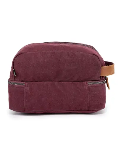 Stone Creek Waxed Canvas Toiletry Bag - Burgundy - 4